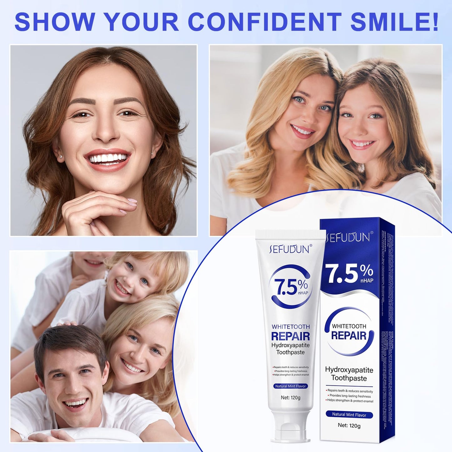 2 Pack Hydroxyapatite Toothpastes 4.23 oz – Enamel Protection, Fluoride-Free, Gentle Mint for Sensitive Teeth