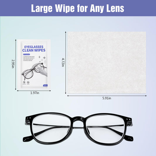 200 Pack Large Glasses Cleaner Wipes – Eyeglasses & Screens (4.72 x 5.91 in)