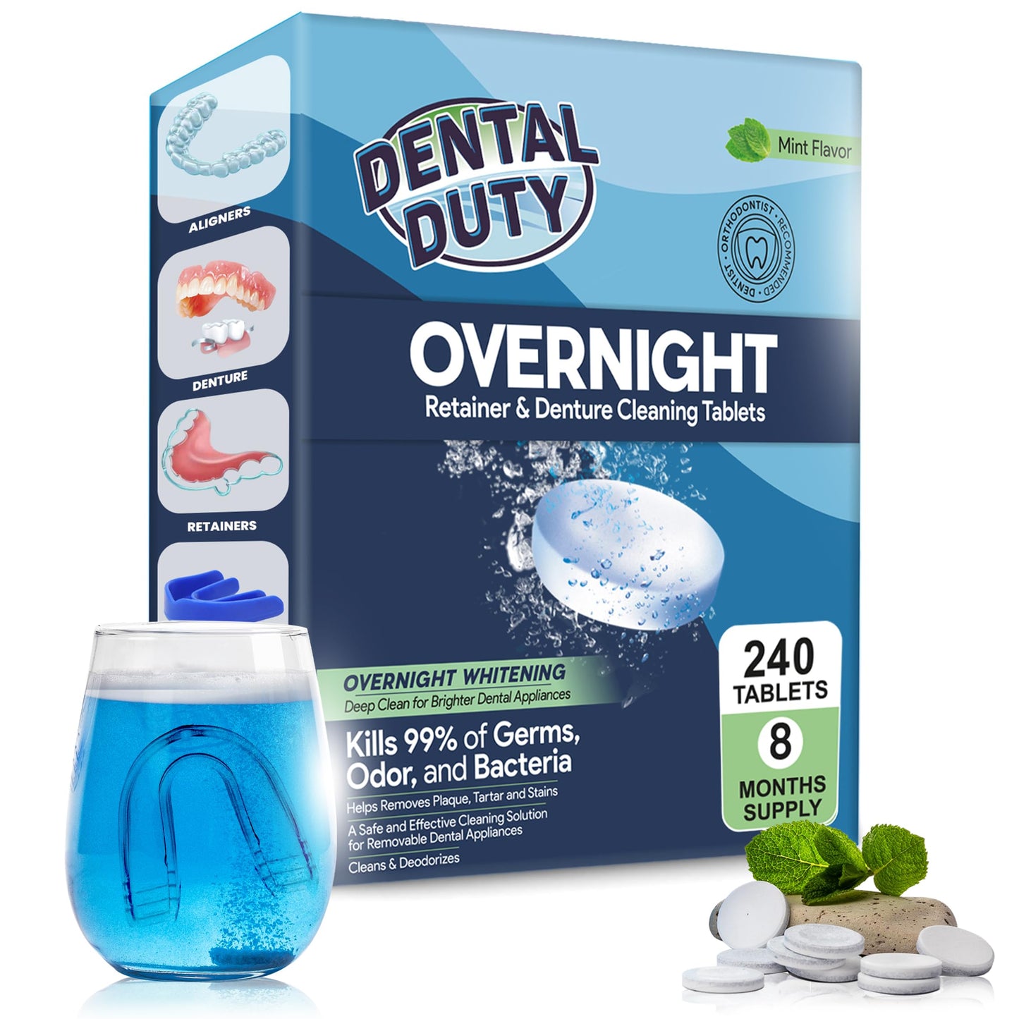 240 Overnight Retainer & Denture Cleaning Tablets – Extra-Strength Cleaner