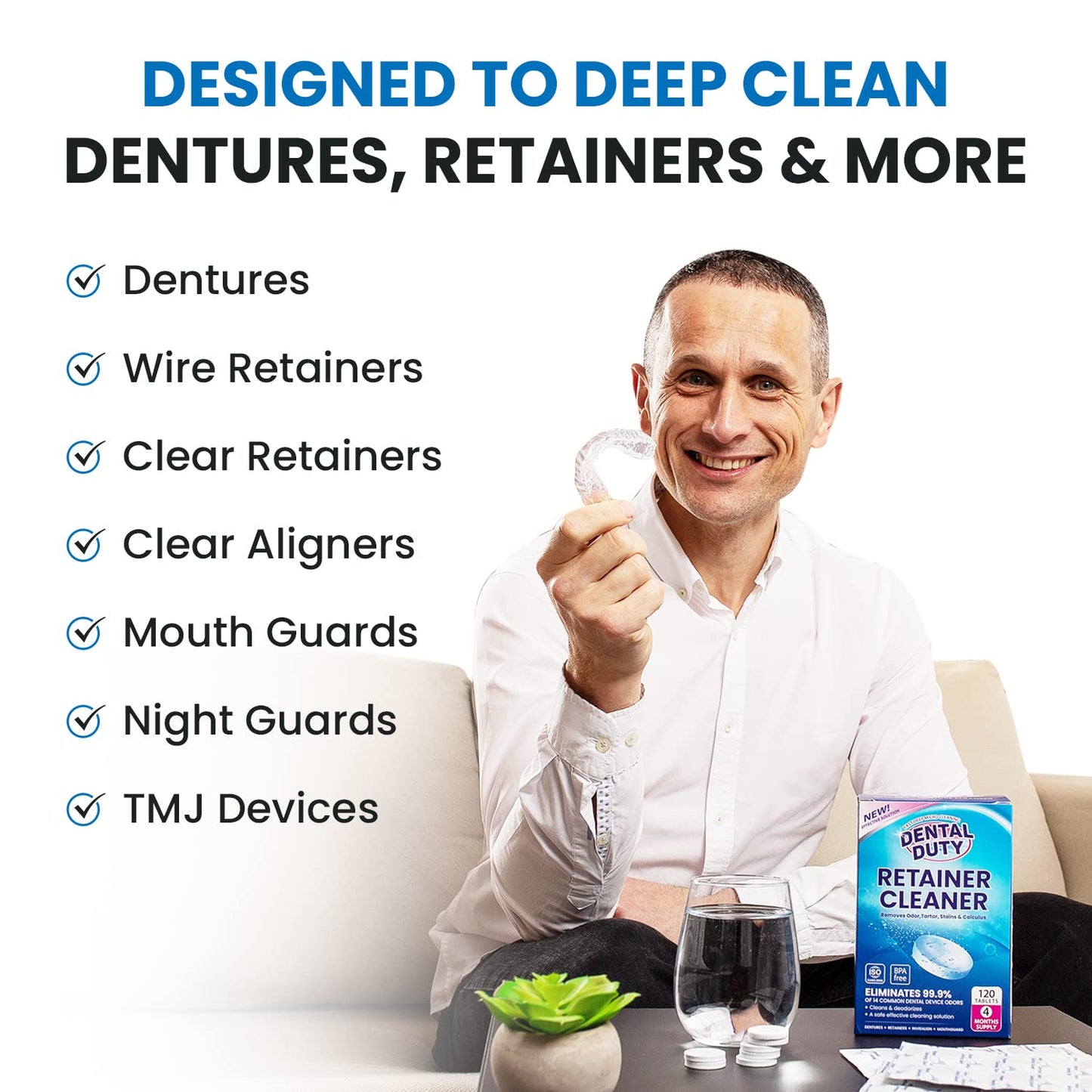 36-Unit Retainer & Denture Cleaning Tablets | Aligners, Night Guards & Mouthguards | Dental Duty