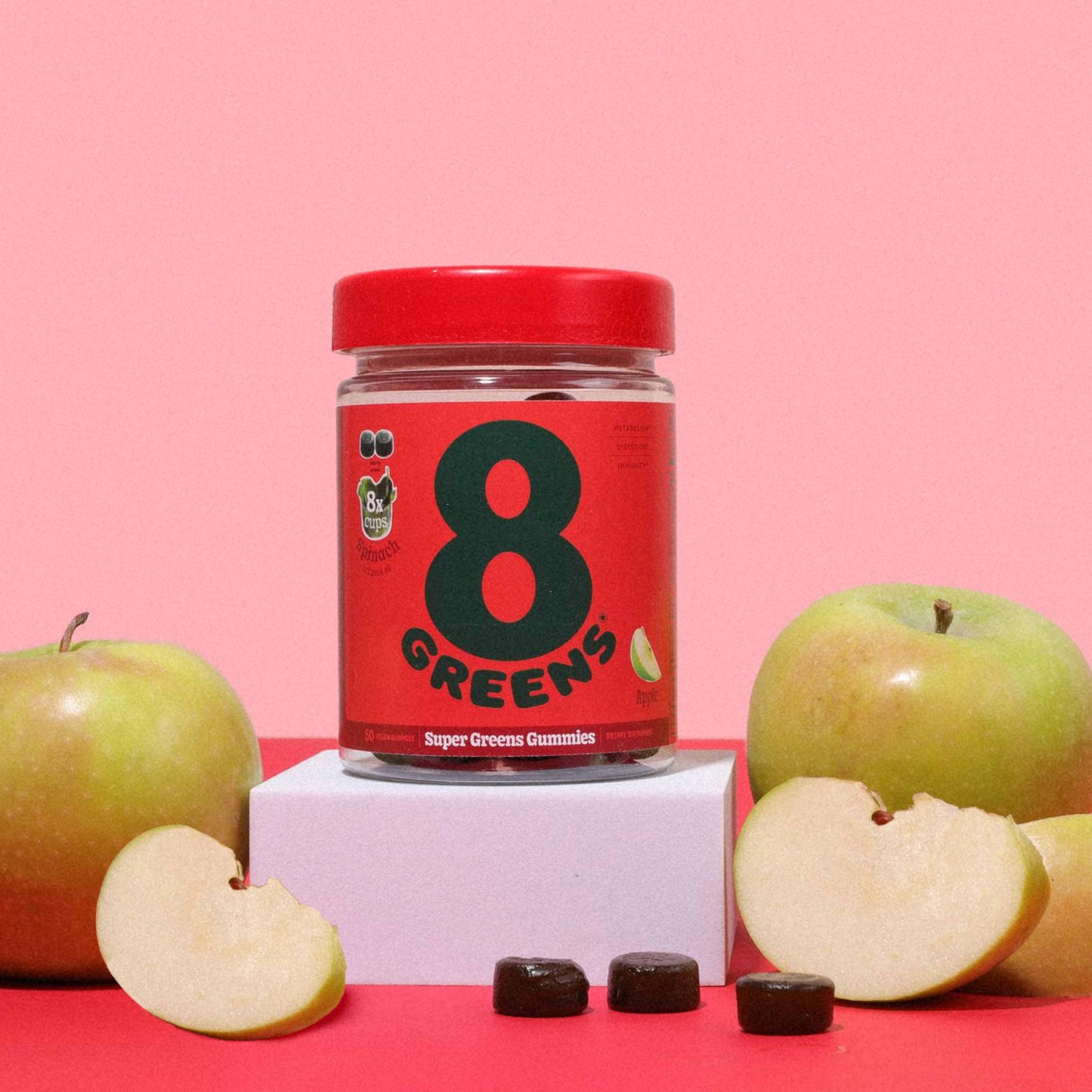 8Greens Daily Greens Gummies – Superfood Booster, Energy & Immunity (Apple)