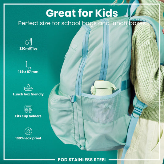 Leak Proof Thermal Steel Water Bottle, Insulated, Pandas, 320ml (11oz)