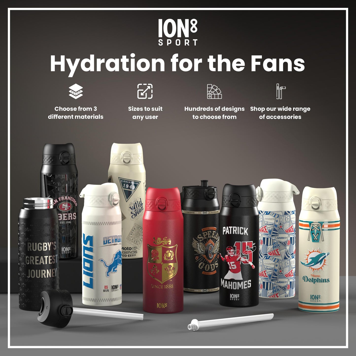NFL x ION8 Insulated Steel Water Bottle, NFL Browns, 750ml (24oz)