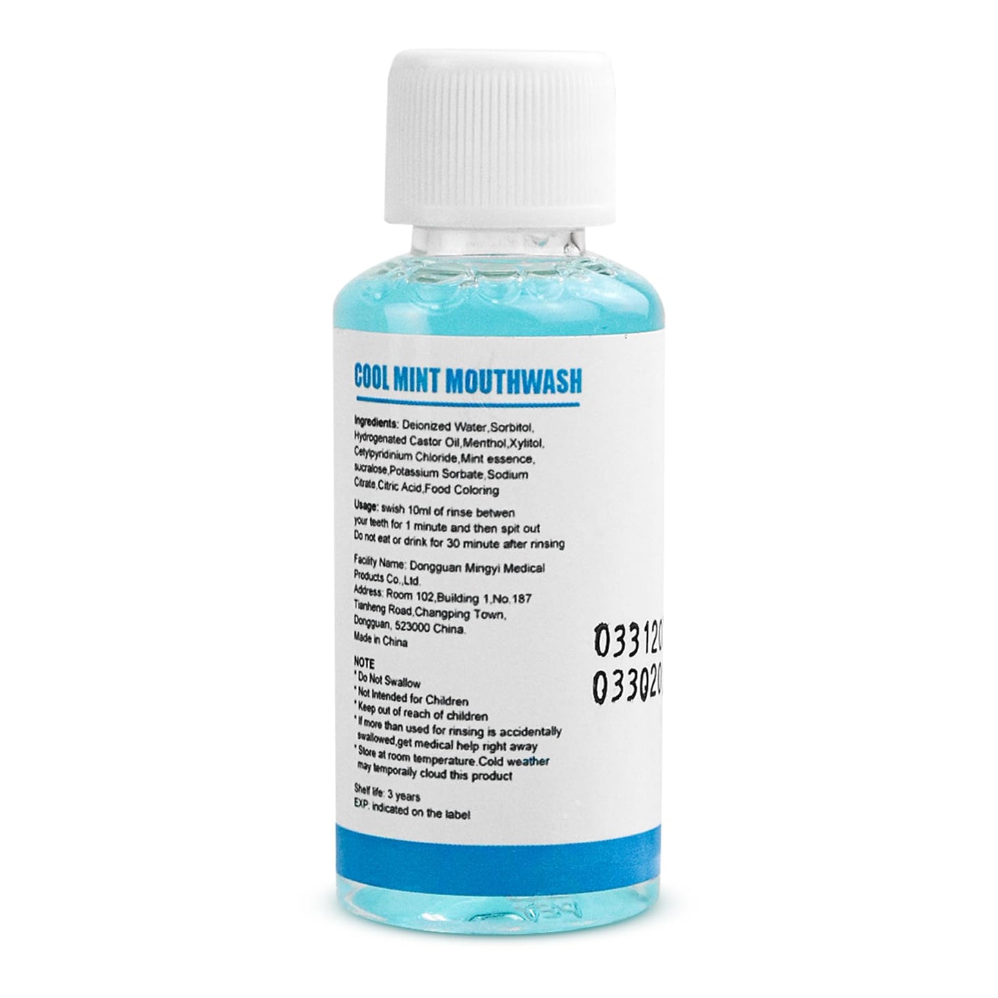 SLequipo 25 Travel Size Mint Mouthwash β Bulk 1.2oz/35ml, Pack of 10 Blue Bottles