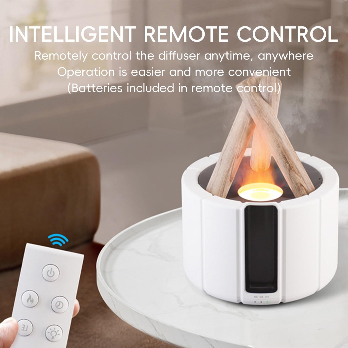 YALEDI Campfire Flame Diffuser 250ml – Remote, Auto Shut-Off, Night Light