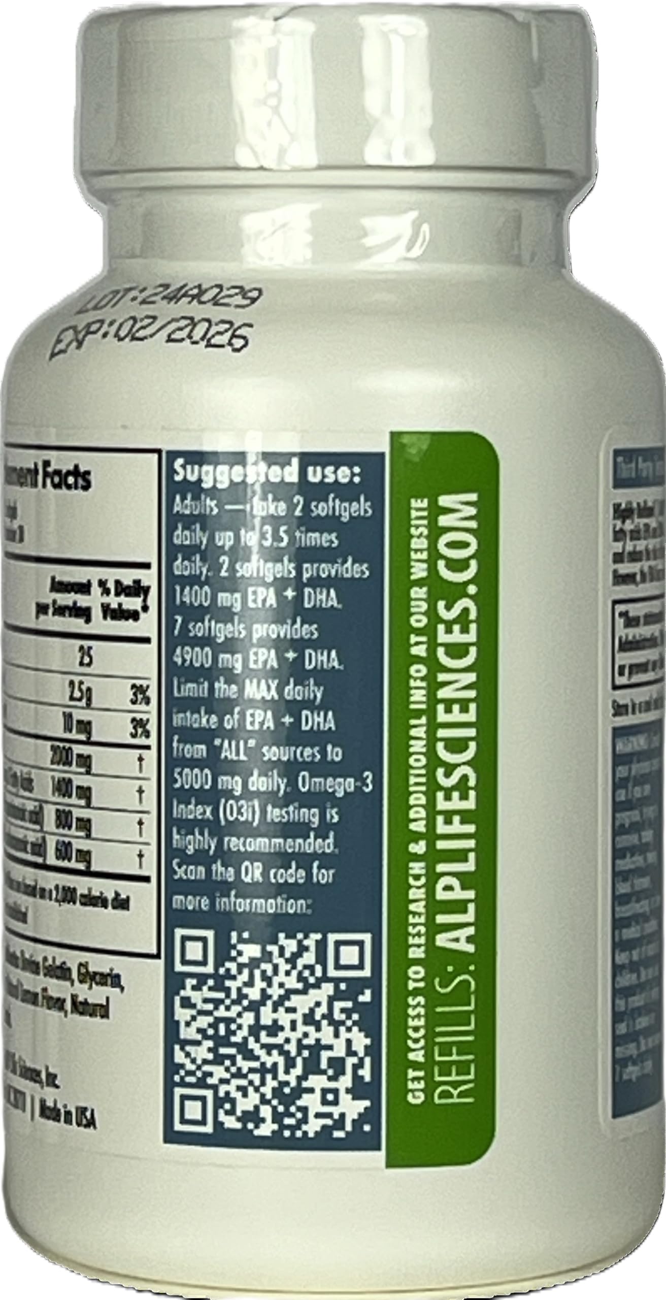 ALP High-3 TAG Omega-3 Fish Oil Supplement - 60-Count | High-Potency TG EPA/DHA