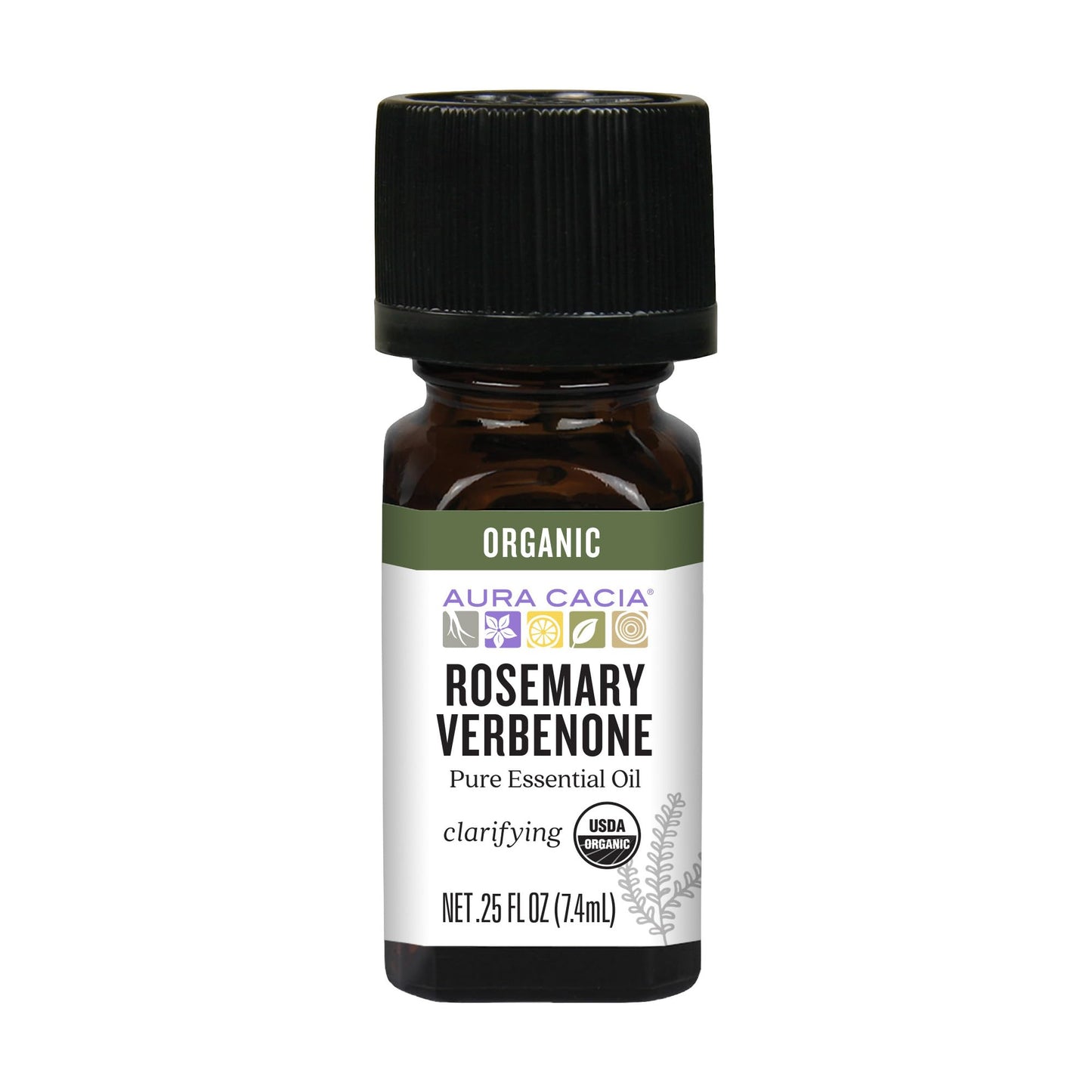 Aura Cacia Organic Pure Essential Oil Rosemary Verbenone, 0.25 Oz