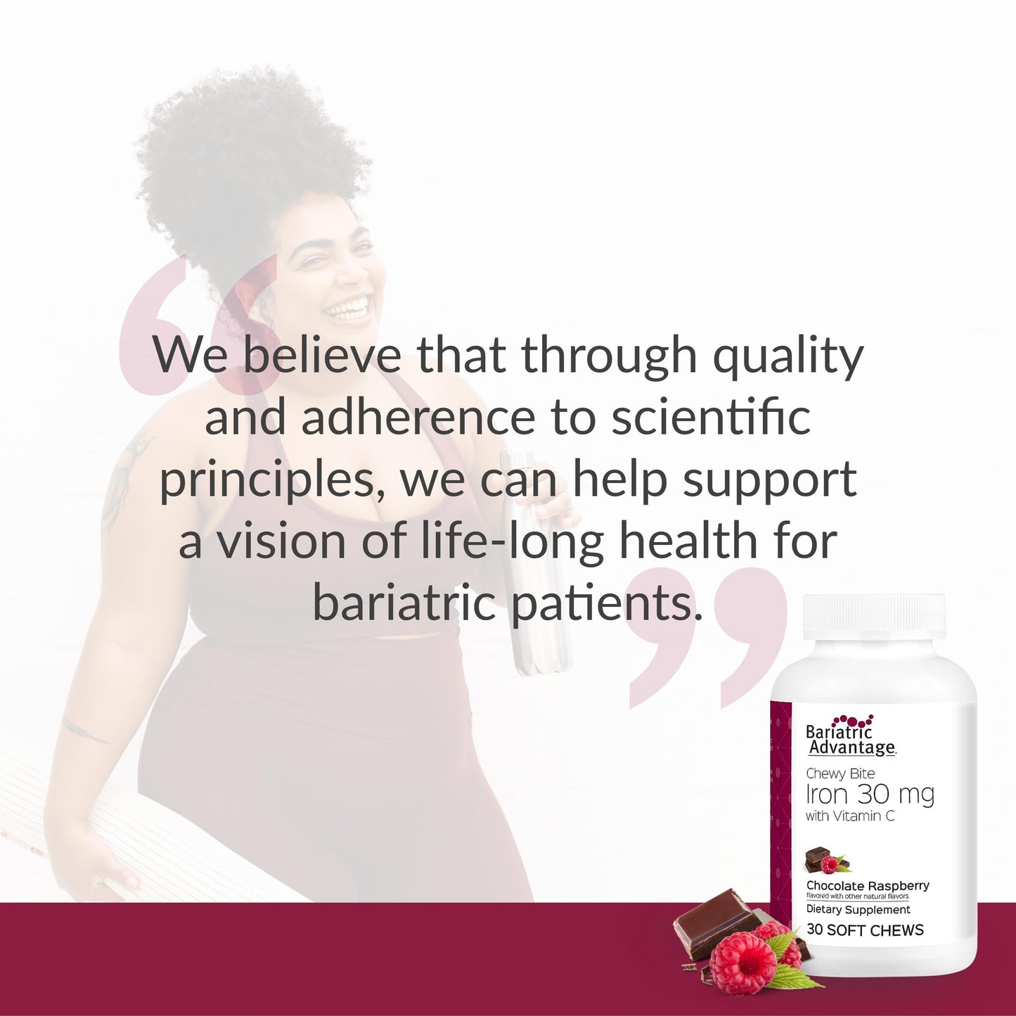 Bariatric Advantage Iron Chewy Bite – Chocolate Raspberry Truffle, 30 mg Iron, 60 mg Vitamin C, 30 Count