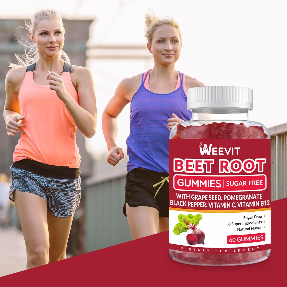 Beet Root Gummies, Nitric Oxide Supplement for Men Women | Organic Beet Gummy with Grape Seed, Pomegranate, Black Pepper, Vitamin C, B12
