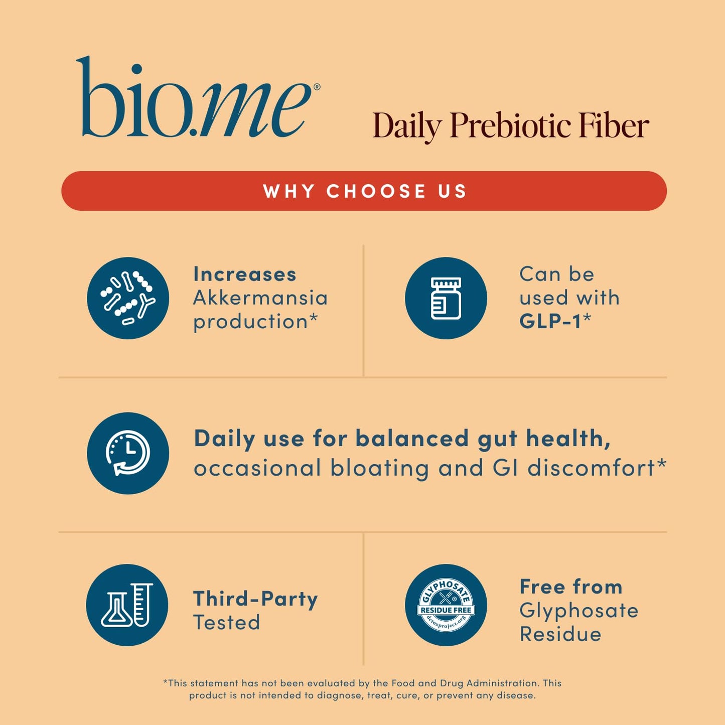 Bio.me Daily Prebiotic Fiber Powder – Chai, 7g per Serving | Digestive & Gut Health