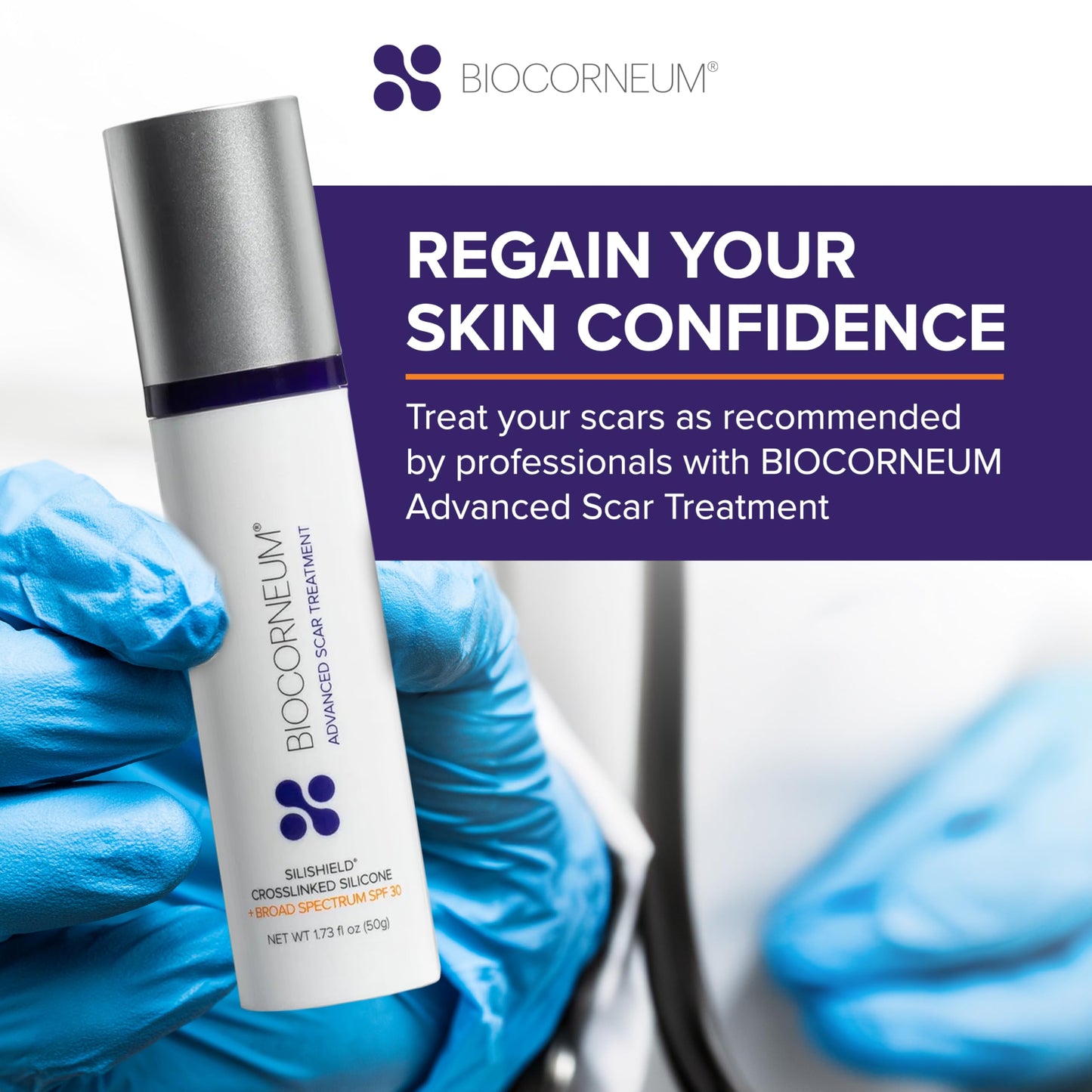 BIOCORNEUM Advanced Scar Treatment with Silishield SPF 30 (50g) – Surgeon-Recommended Silicone Scar Gel