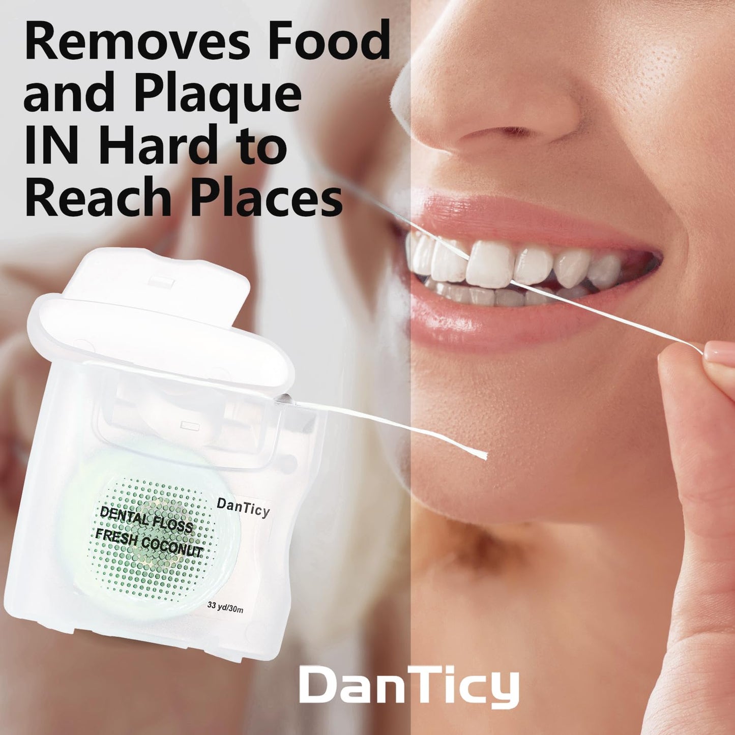Coconut Oil Dental Floss for Wide Spaces – Mint, Waxed, Expands on Contact (Implants, Bridges, Braces)