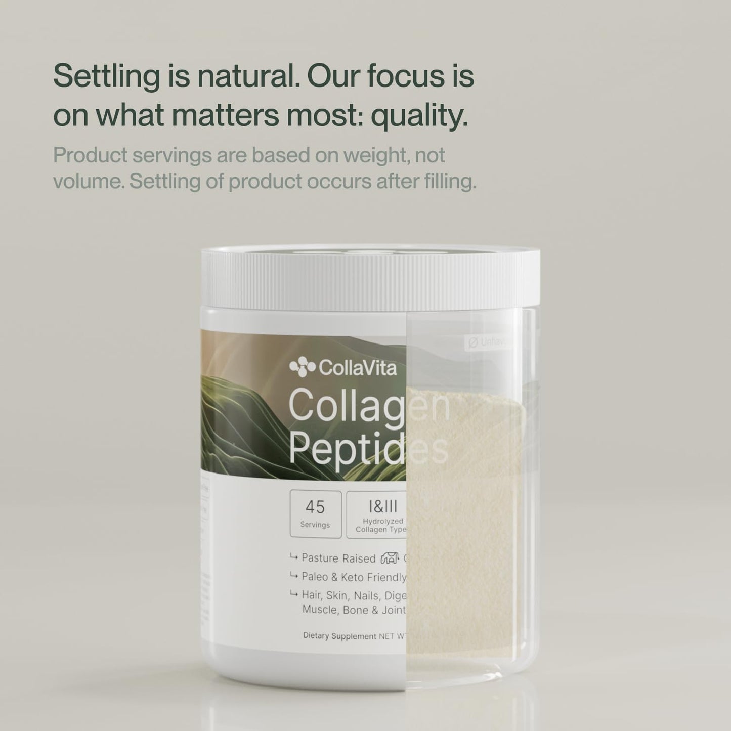 Colla Vita Grass-Fed Collagen Peptides – Type I & III, Unflavored, 10 oz