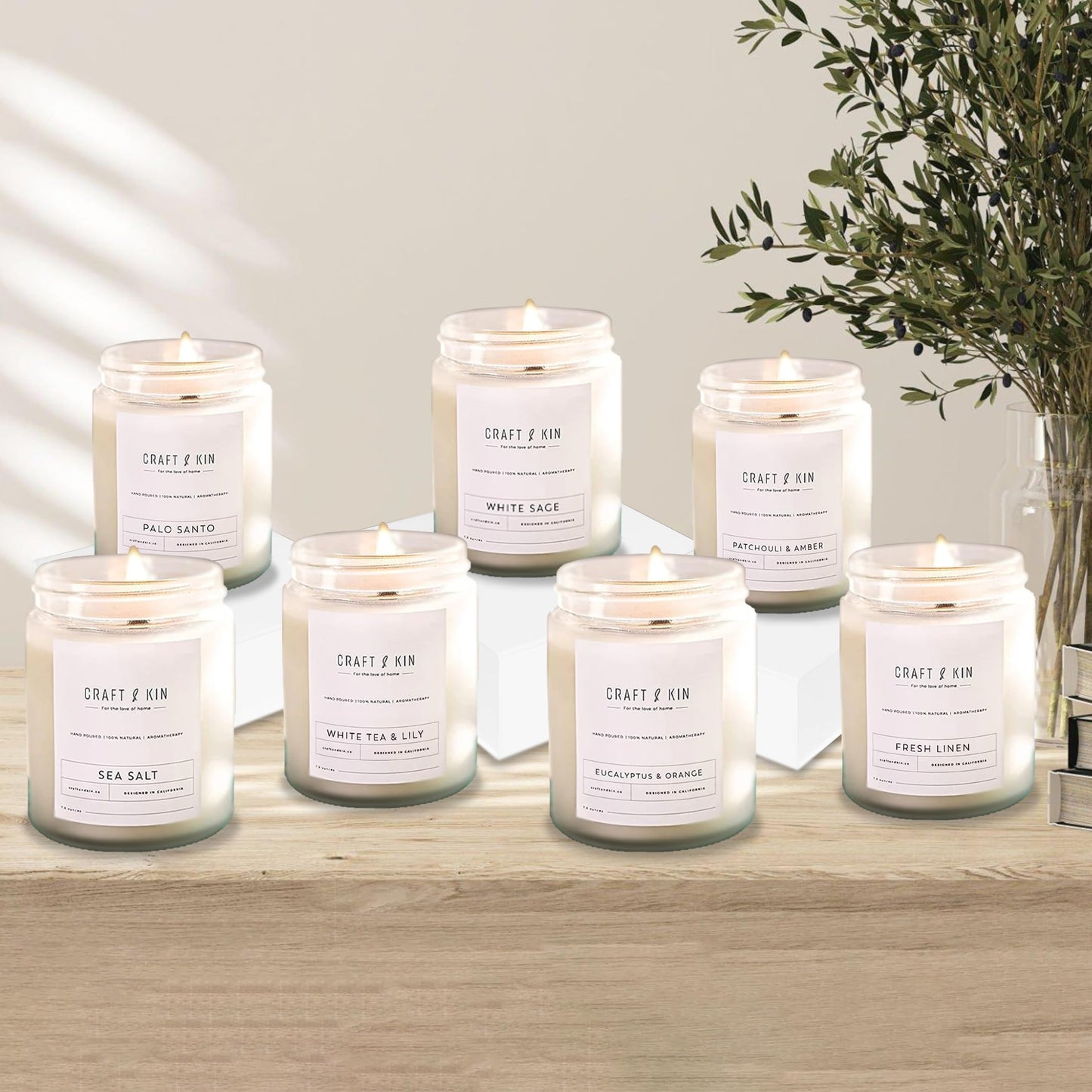 Craft & Kin Palo Santo Candle – 8oz, 45h, Natural Soy