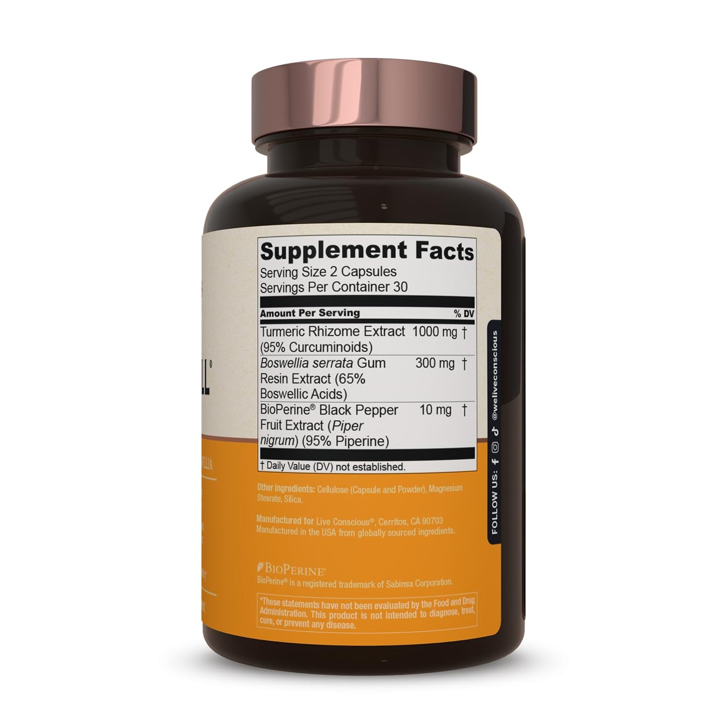 Live Conscious CurcuWell - Curcumin & Boswellia for Joint & Cognitive Support
