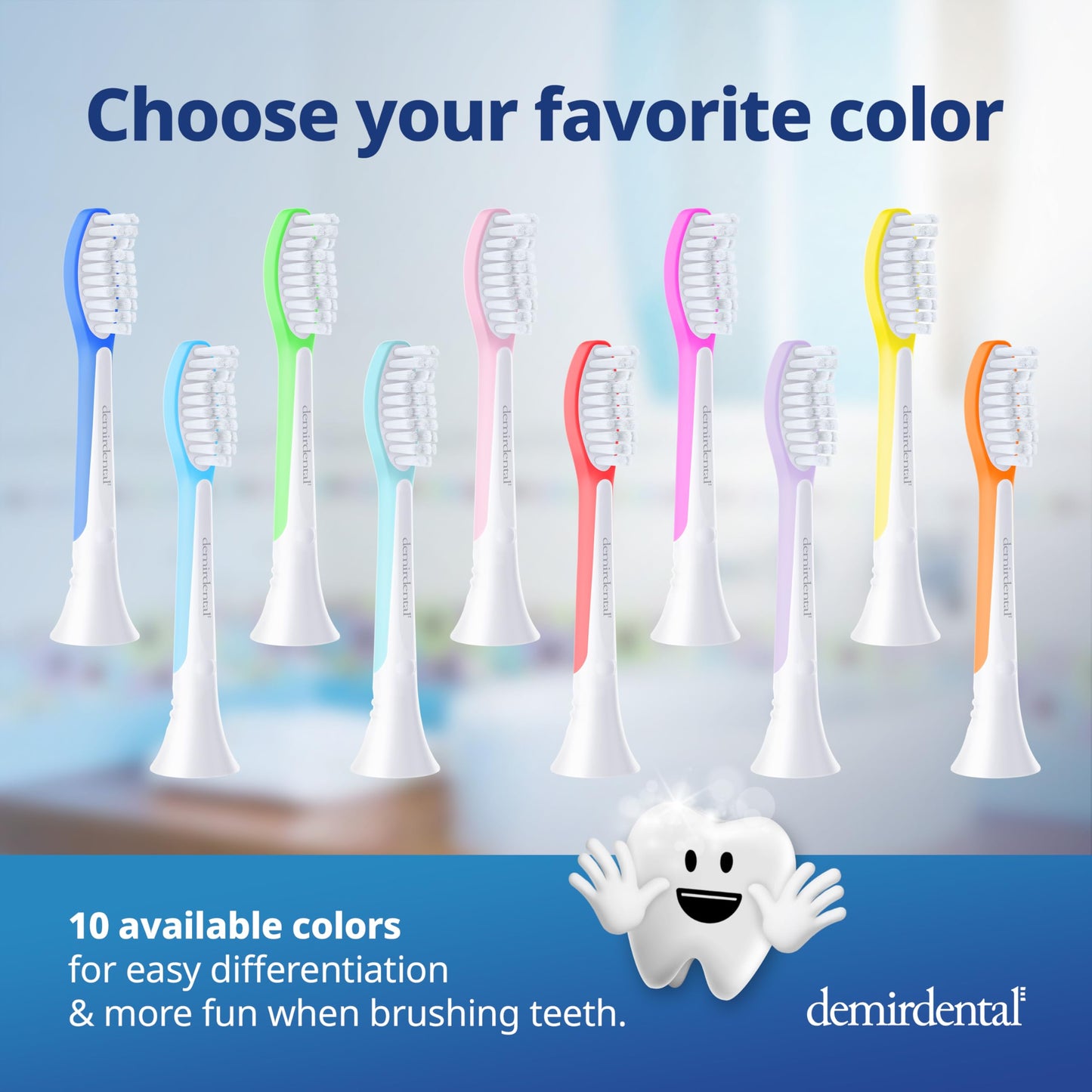 demirdental Kids Toothbrush Heads for Philips Sonicare | Ages 7-10 | Red