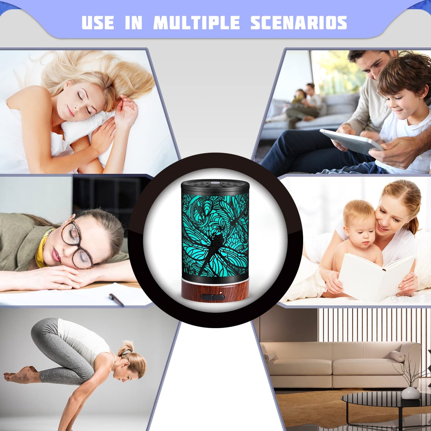 Essential Oils Diffuser - Aromatherapy Dragonfly Diffuser with 7-Color LED Lights