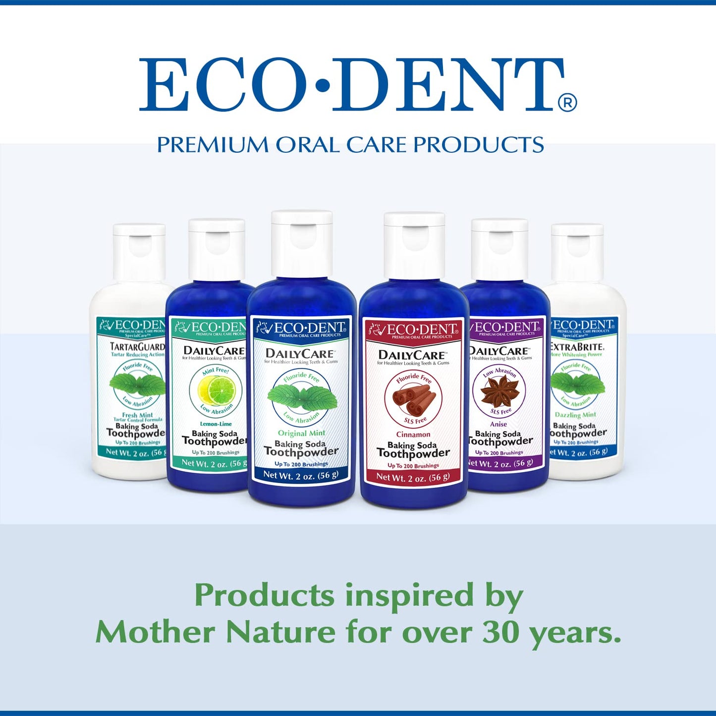 Eco-Dent ExtraBrite Baking Soda Toothpowder – Fluoride-Free Mint Whitening (Pack of 3)