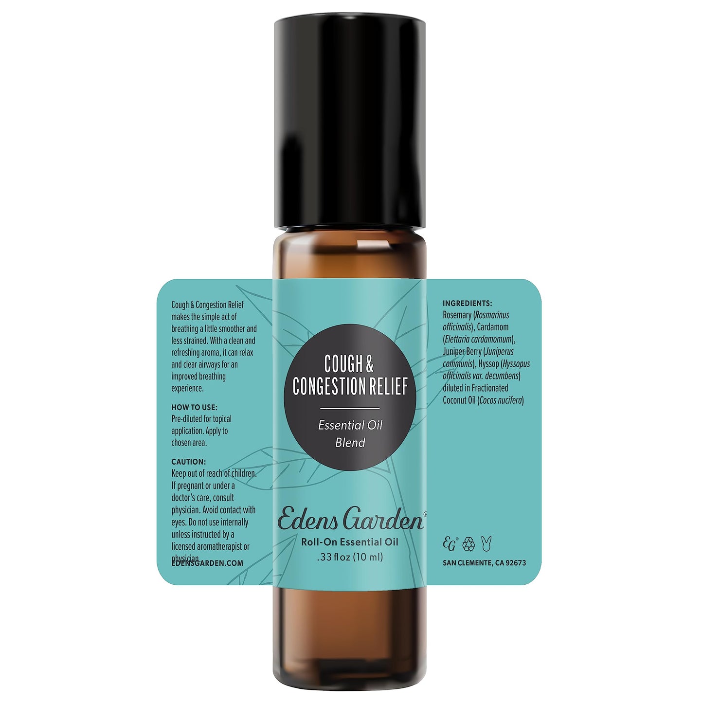 Edens Garden Cough & Congestion Relief Essential Oil Blend – 100% Pure & Natural, 10 ml Roll-On