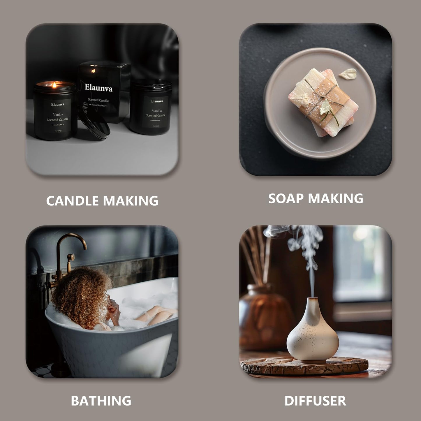 Elaunva Essential Oils Set - 4 Scents (0.33 Fl Oz Each) for Aromatherapy & Home Fragrance