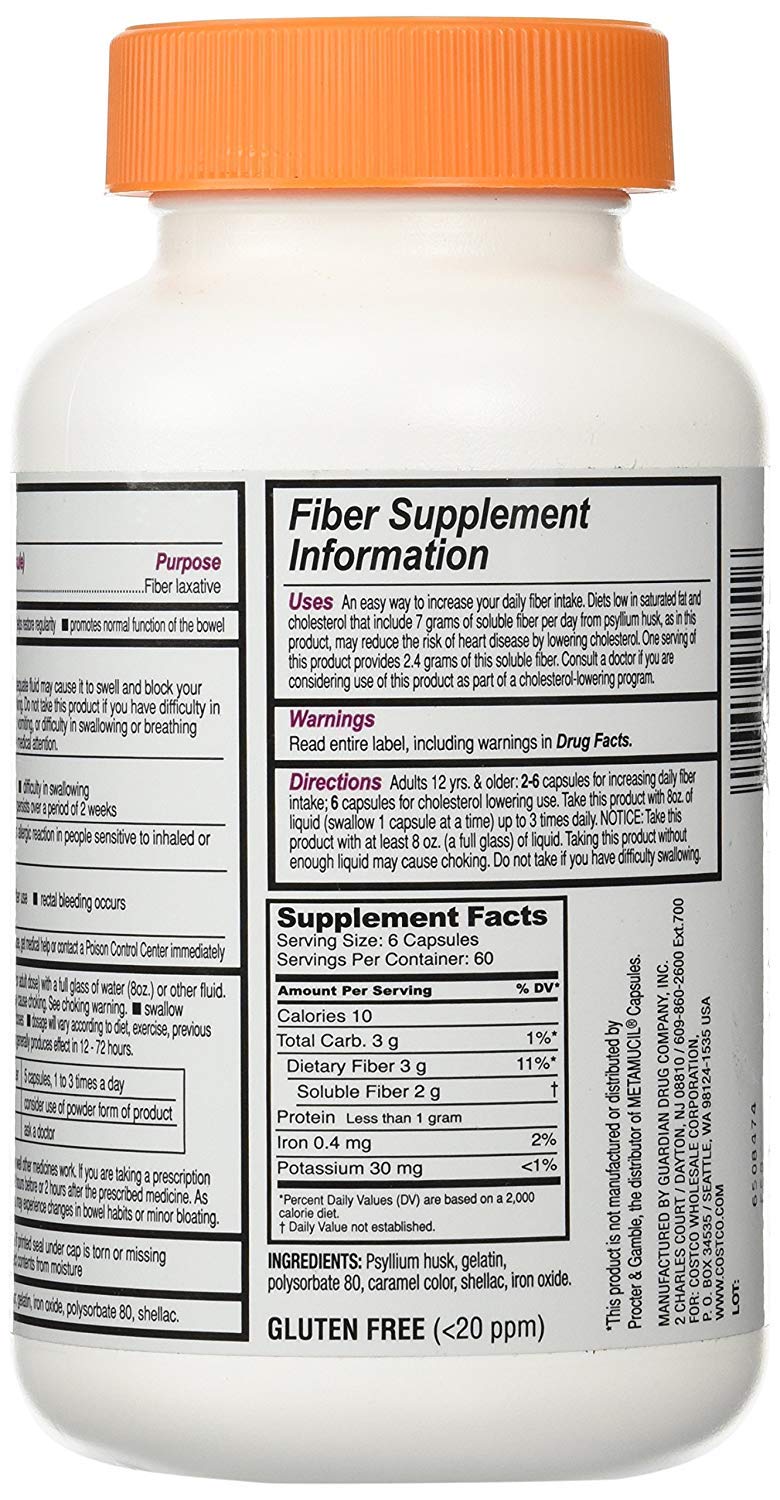 Kirkland Fiber Capsules Therapy for Regularity - 360 Capsules | Compare to Metamucil