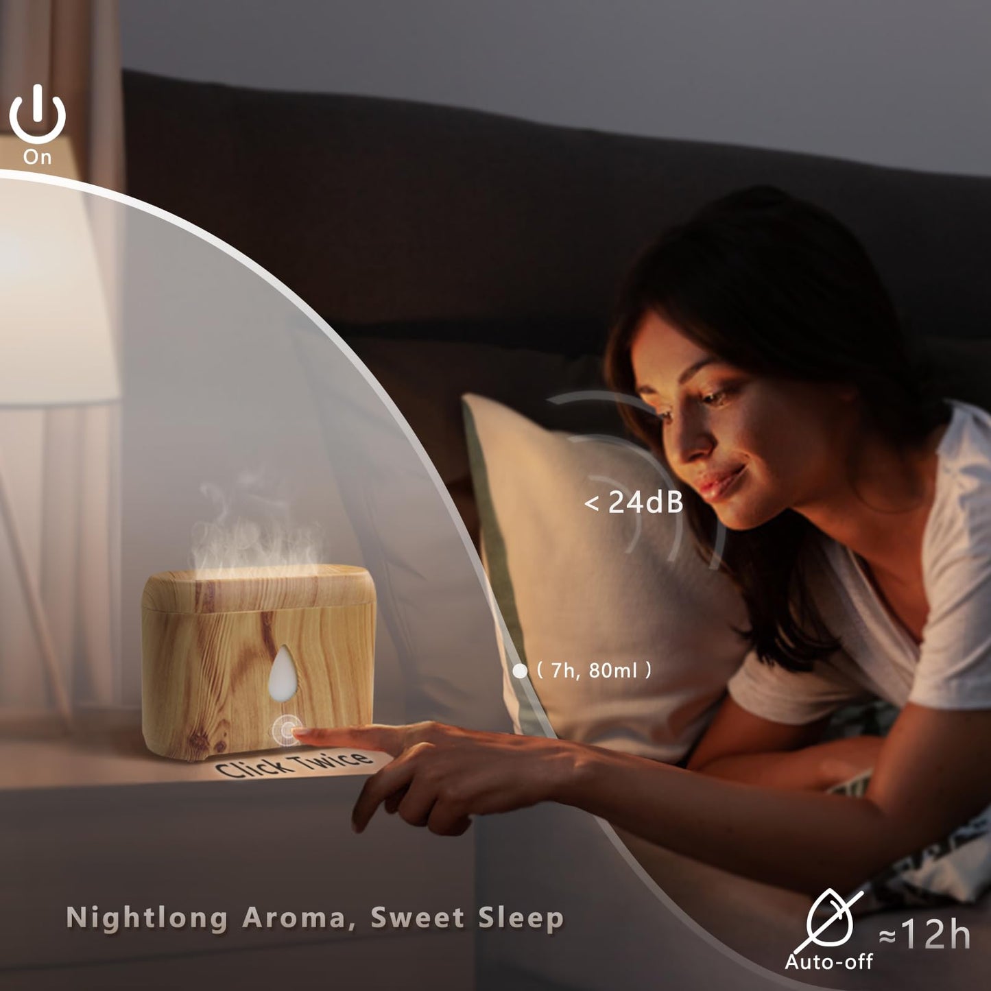 Flame Diffuser for Essential Oils | 200ml Ultrasonic Aroma Diffuser with Auto-Off (Wooden Grain)