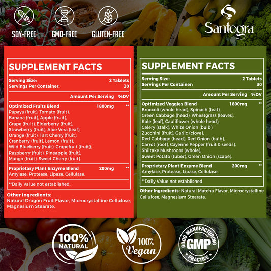 2000 MG Fruit & Veggies Supplement – 35+ Fruits & Vegetables, 120 Tablets