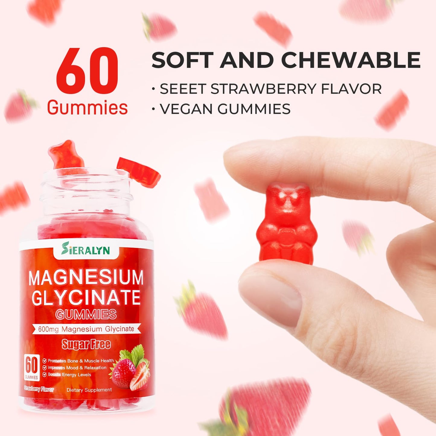 Magnesium Glycinate Gummies 600mg – Sugar Free, High Absorption