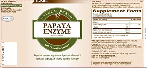 GNC Natural Brand Papaya Enzymes – Supports Healthy Digestive Function – 240 Tablets
