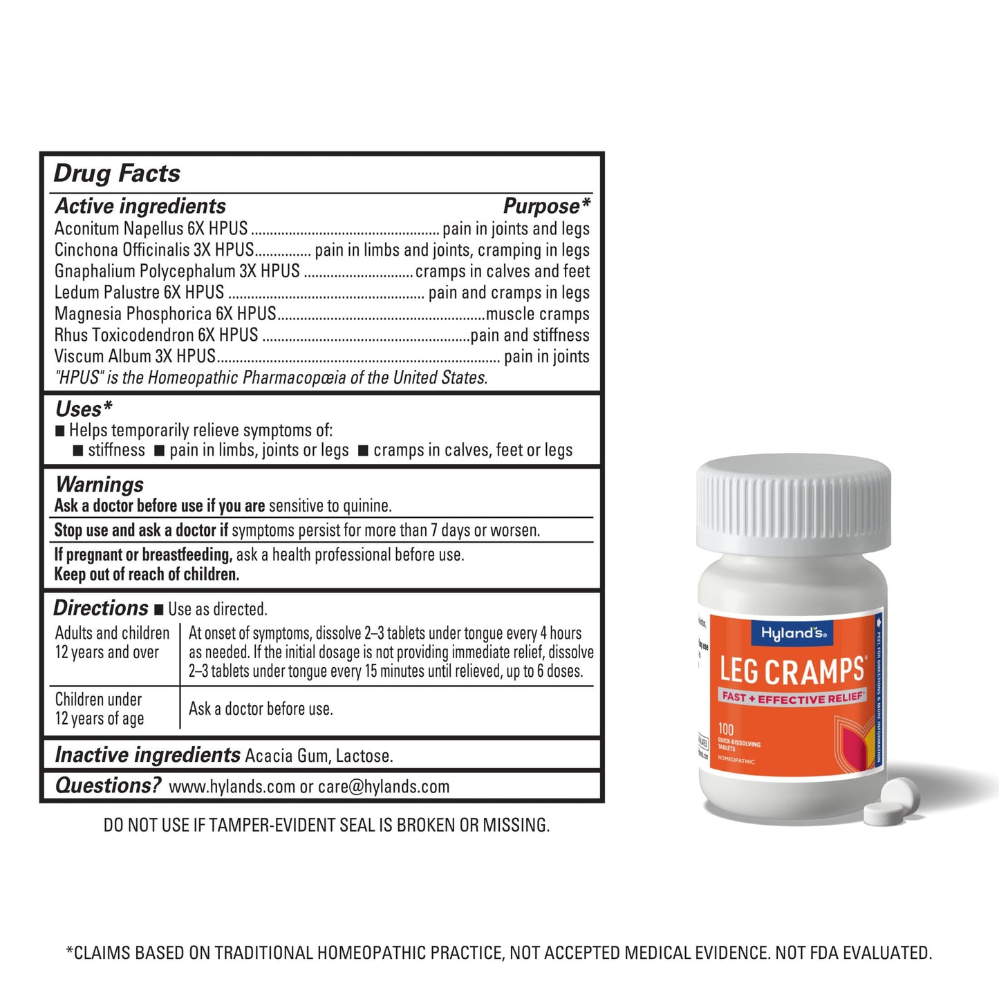 Hyland's Leg Cramps - Fast, Gentle Relief for Calf, Leg & Foot Camps (3-Pack, 300 Tablets)