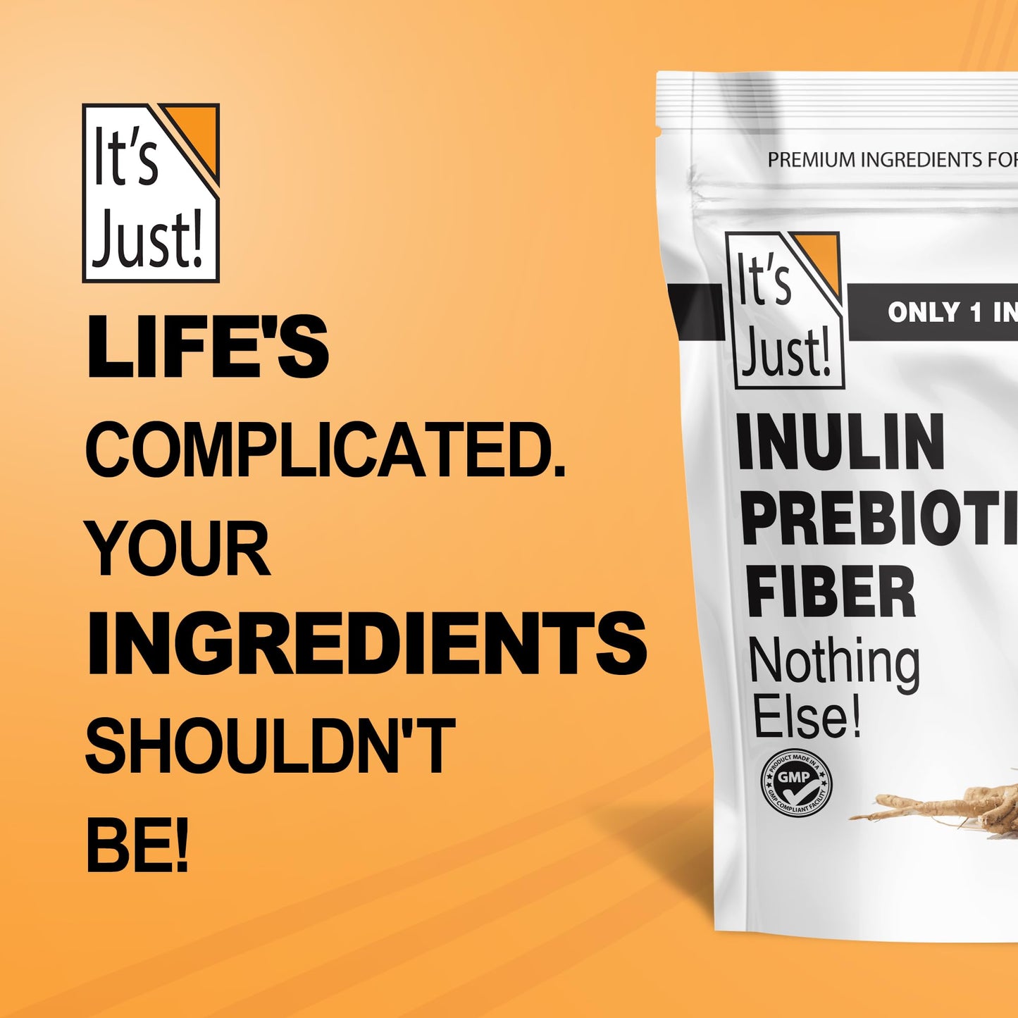 It's Just! Inulin Prebiotic Fiber – Gut Health, Water-Soluble Chicory Root (Vegan/Keto)