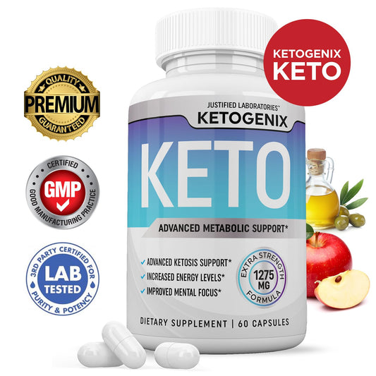 (2 Pack) Ketogenix Keto Pills 1275MG New & Improved Formula with Apple Cider Vinegar, Extra Virgin Olive Oil Powder, Green Tea – 120 Capsules