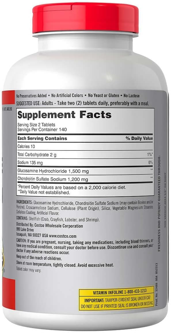 Kirkland Signature Glucosamine & Chondroitin – 280 Tablets | Joint Support