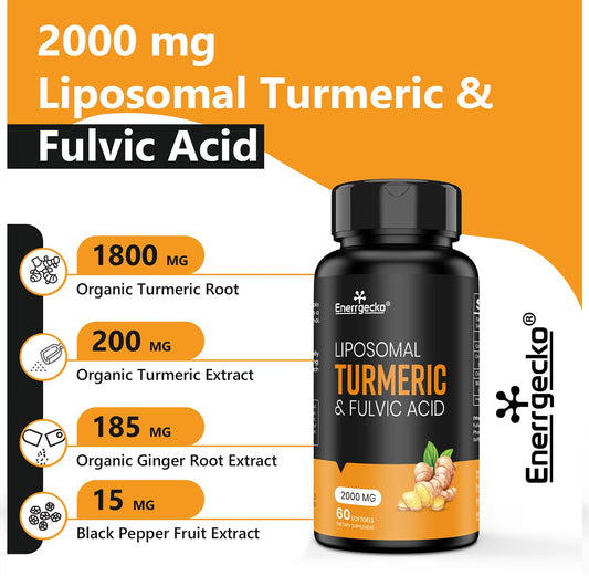 2000 mg Liposomal Turmeric Curcumin with Black Pepper & Ginger – Superior Absorption (60 Count)