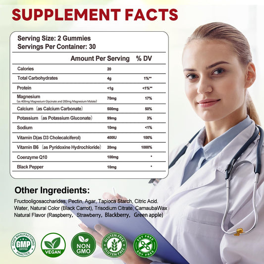 (2 Pack) Magnesium Glycinate Gummies 400mg – Sugar Free, Vegan, Non-GMO