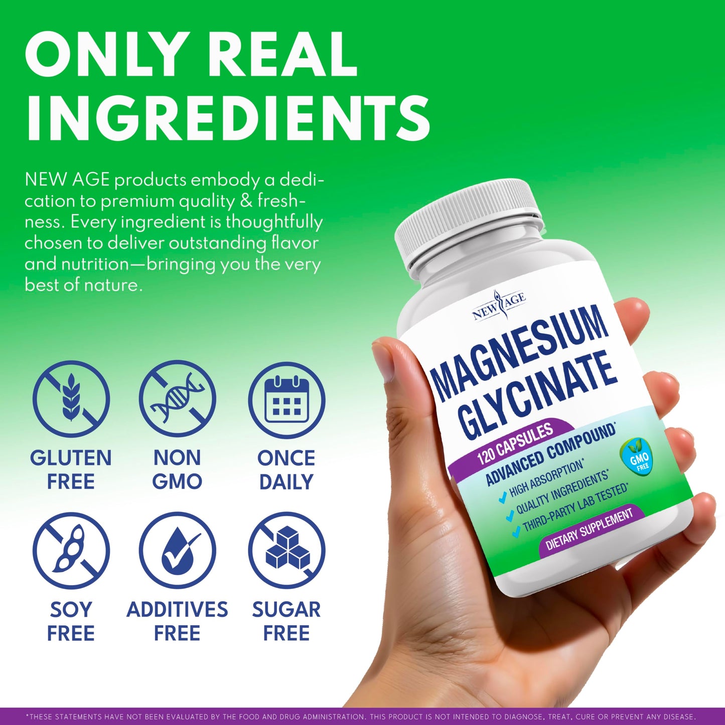 Magnesium Glycinate 500mg | 90mg Elemental Magnesium per Capsule | Muscle & Bone Health | 120 Vegan Capsules
