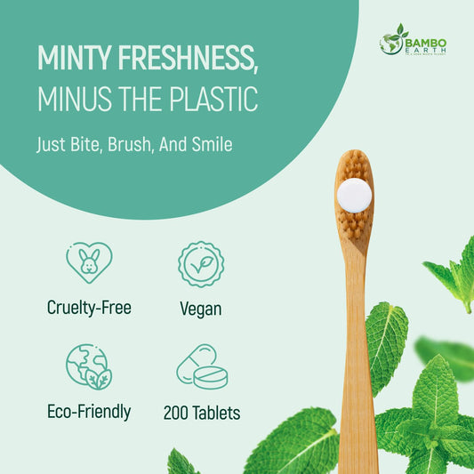 200 Pack Natural Toothpaste Tablet Bits – Mint & Activated Charcoal (Peppermint) – SLS & Fluoride Free