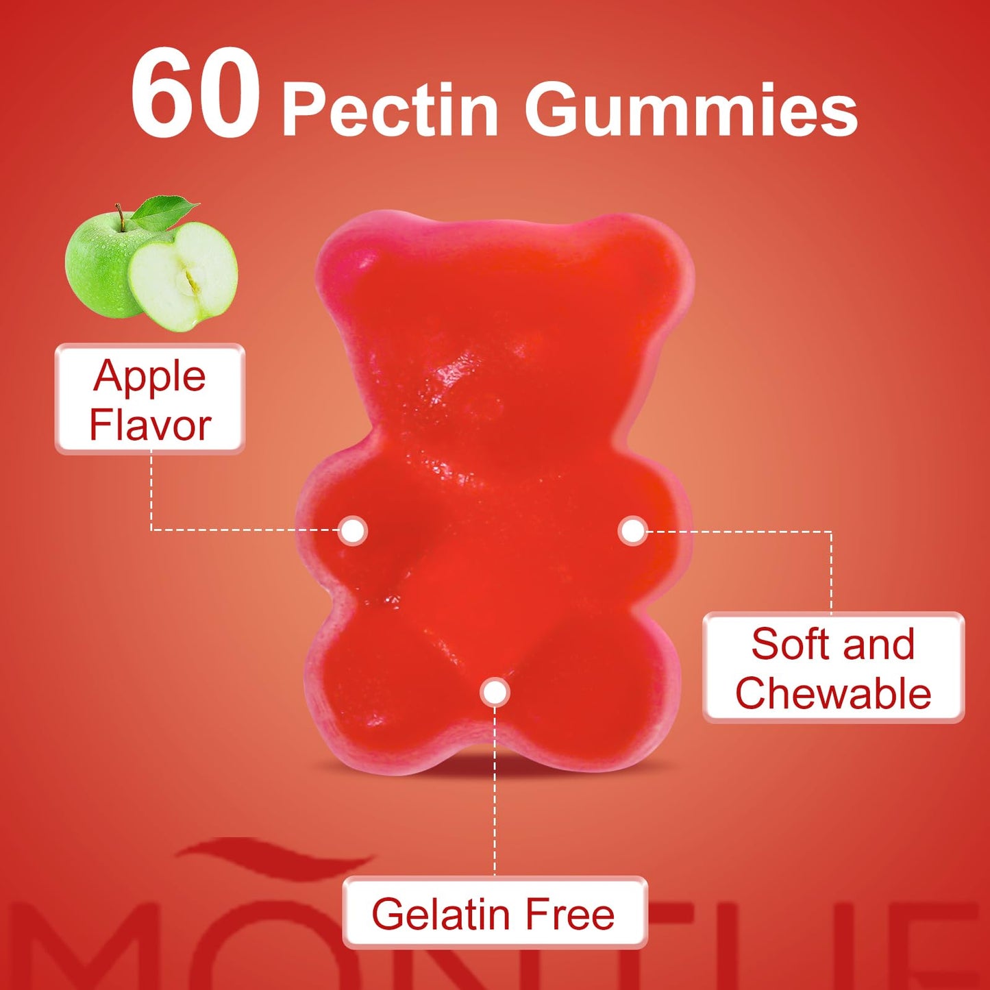 Montue Apple Cider Vinegar Gummies with B12 Multivitamin – ACV Supplement, Vegetarian, Non-GMO, 60 Gummies