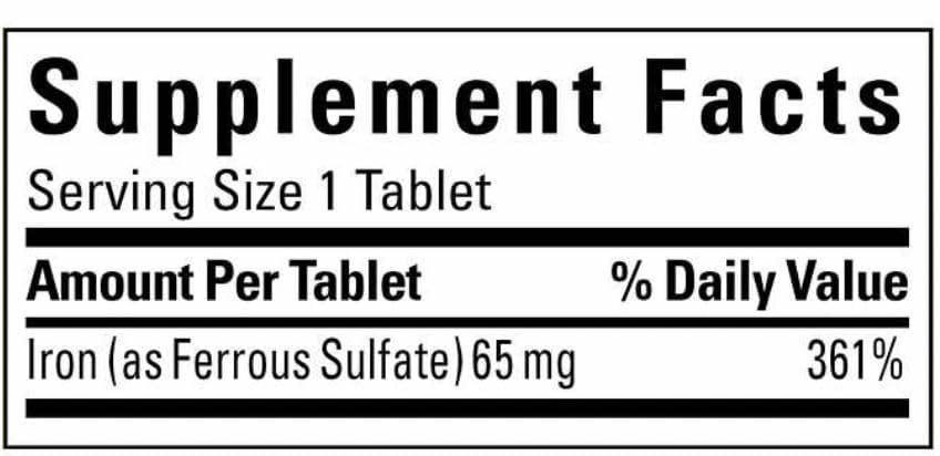 Nature Made Iron 65 mg | 325 mg Ferrous Sulfate | 365 Tablets