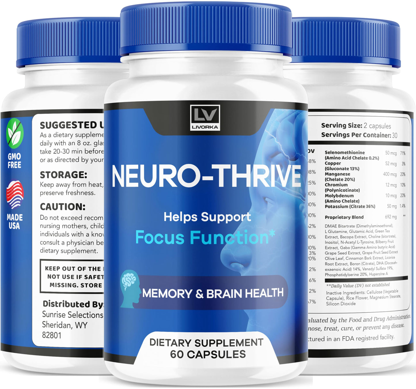 (2 Pack) Neuro Thrive Brain, Official Neuro Thrive Advanced Formula, Neuro Thrive Brain Capsules, Neuro Thrive Cognitive Function, Neuro Thrive Reviews, 120 Capsules for 2 Months