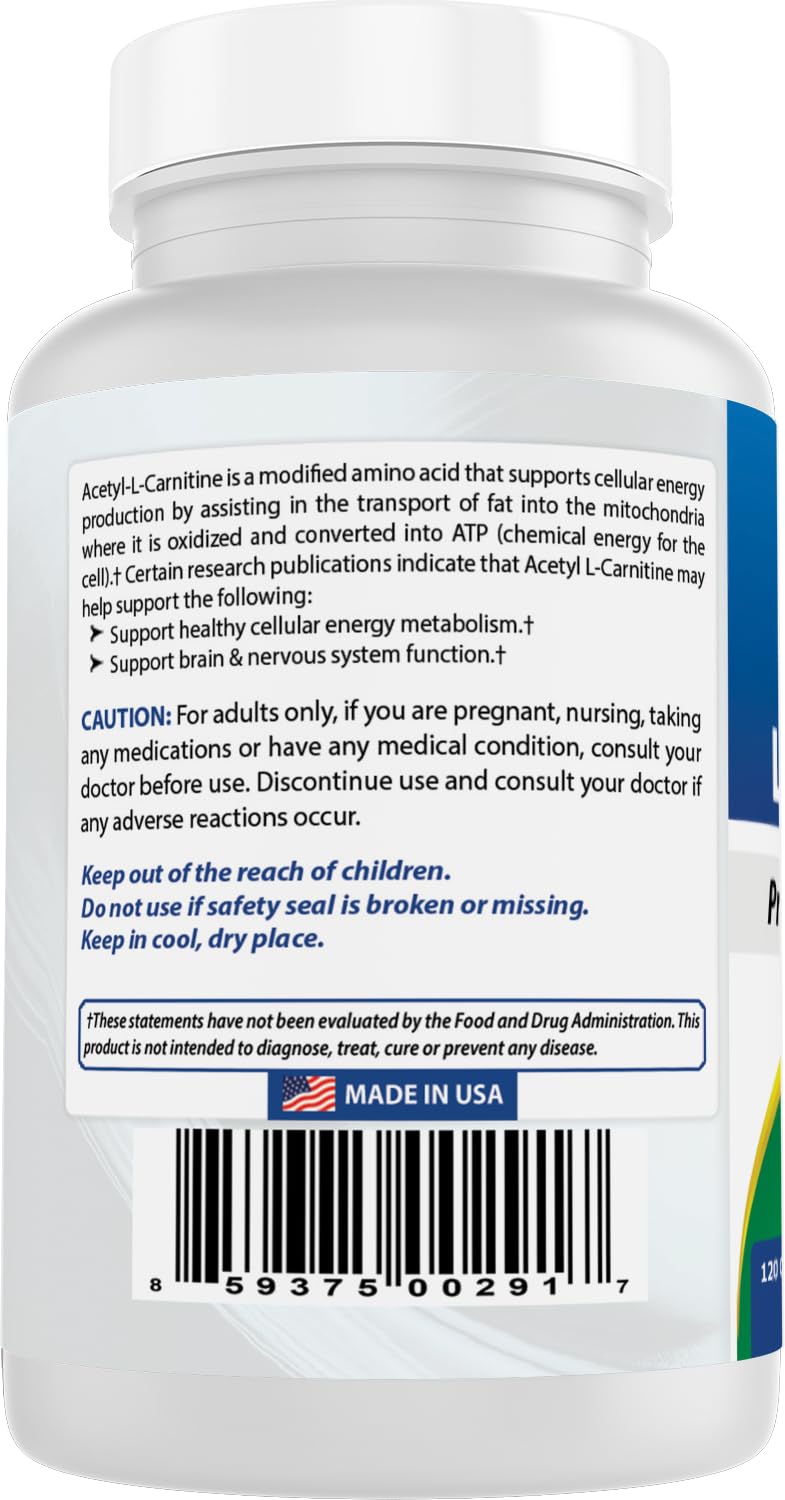 Best Naturals Acetyl L-Carnitine 500mg – 120 Servings (3 Pack) | Non-GMO & Gluten Free