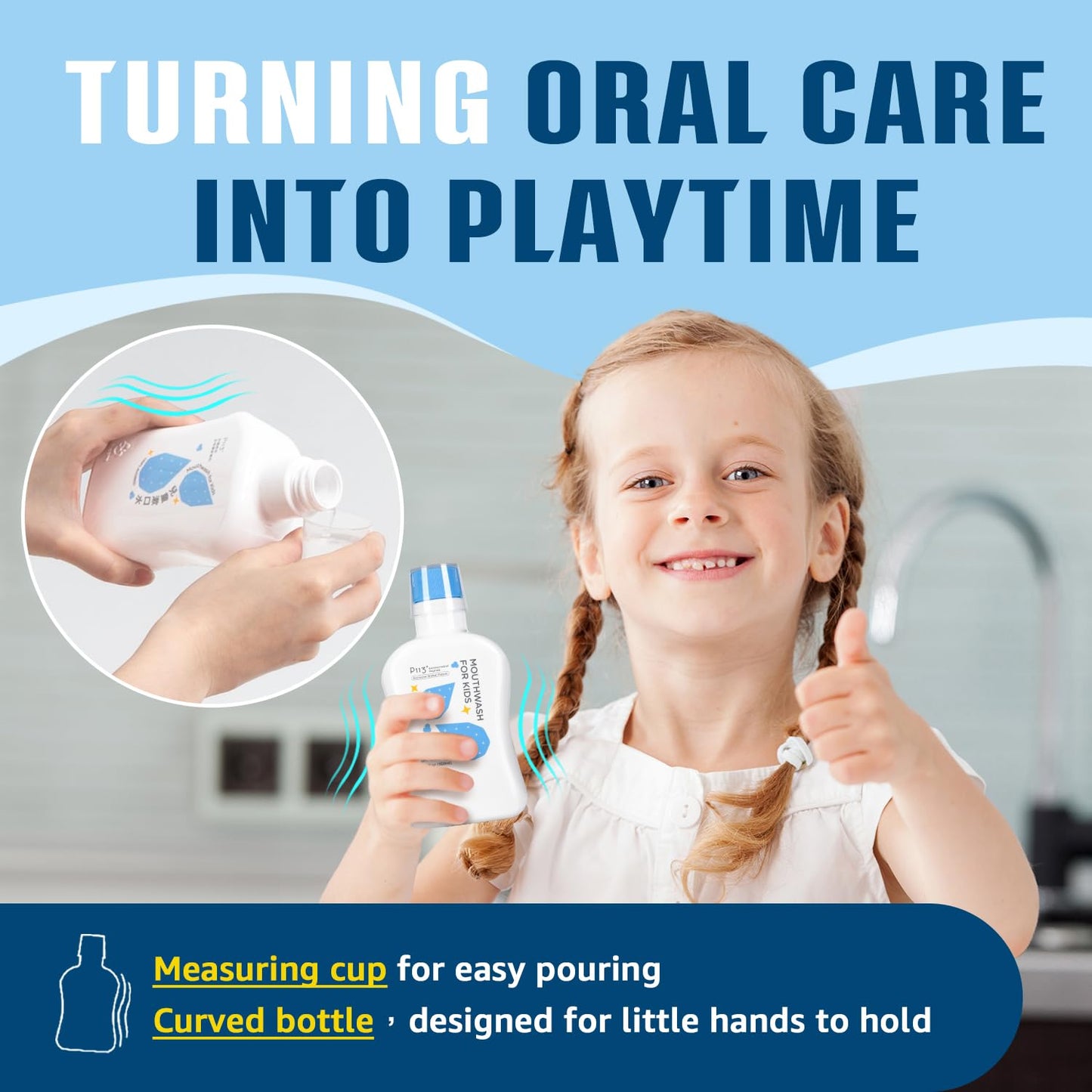 oh care Kids Mouthwash P113+ Peptide – Alcohol Free Anti-Cavity Rinse for Newborn to Toddler, Strawberry, 11.08 fl oz