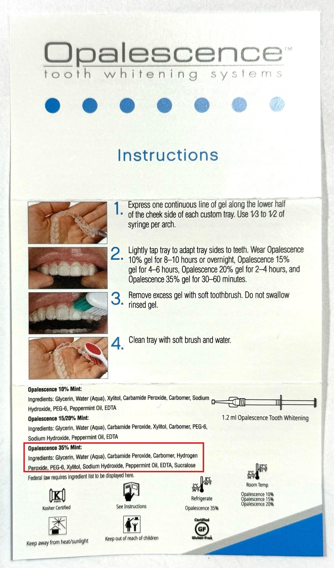 Opalescence 35% Mint Gel Syringes Refill Kit (4 Count) – Ultradent