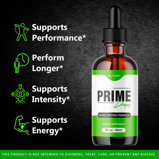 (2 Pack) Prime Drops for Men - Liquid All Natural | Maximum Strength PrimeDrops Formula - 2 Bottles for 2 Months
