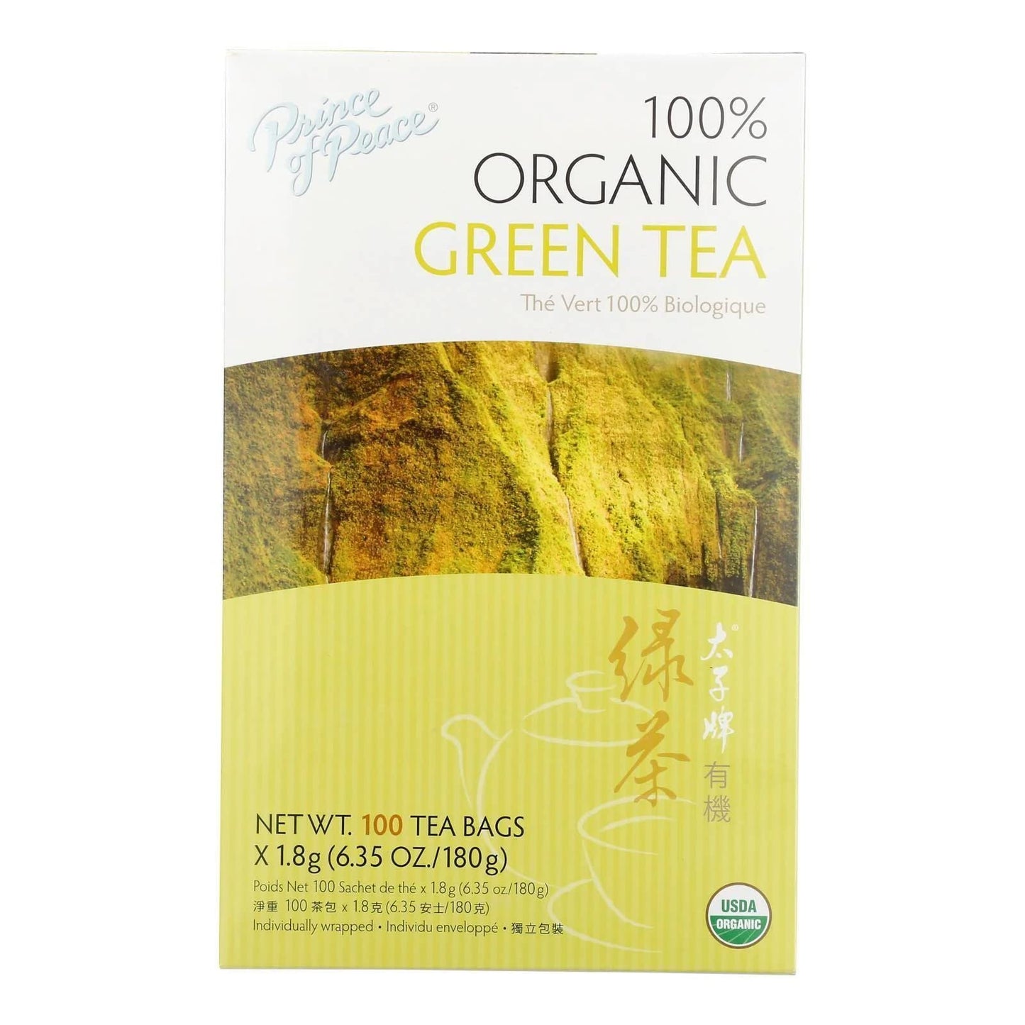 Prince of Peace 100% Organic Green Tea – 100 Tea Bags (6.35 oz / 180 g)