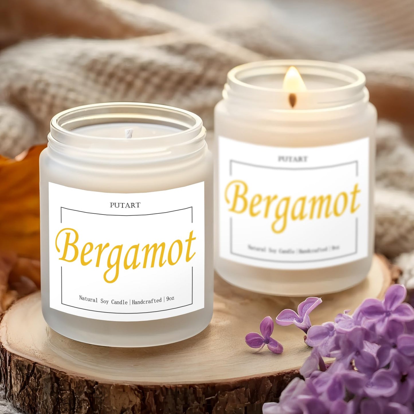 Putart Bergamot & Green Tea Scented Candles – 9oz Natural Soy Wax