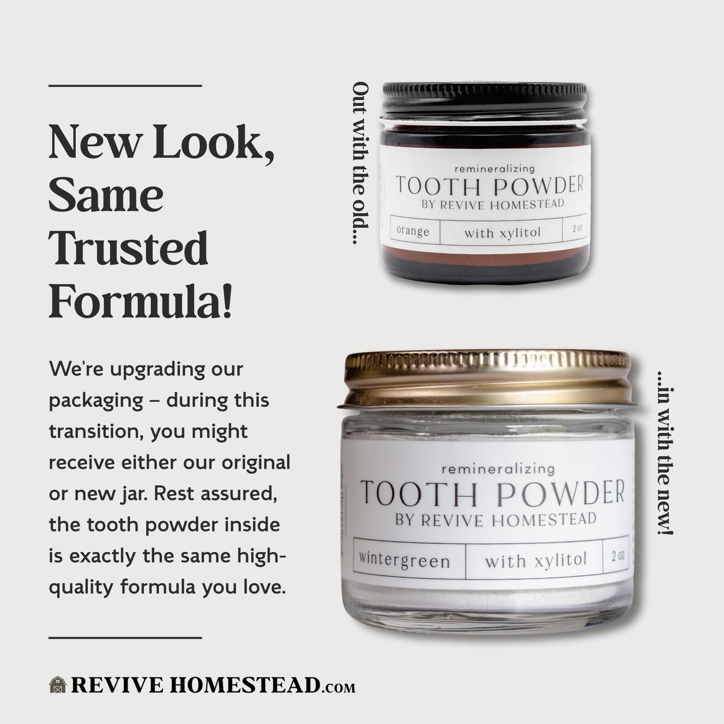 Revive Homestead Hydroxyapatite Tooth Powder – Fluoride-Free Whitening (2 oz Amber Jar)