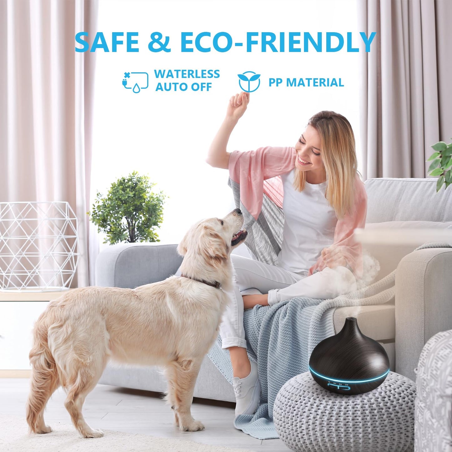 SACATR 550ml Ultrasonic Oil Diffuser with Remote – 30x5ml Essential Oils for Home & Office