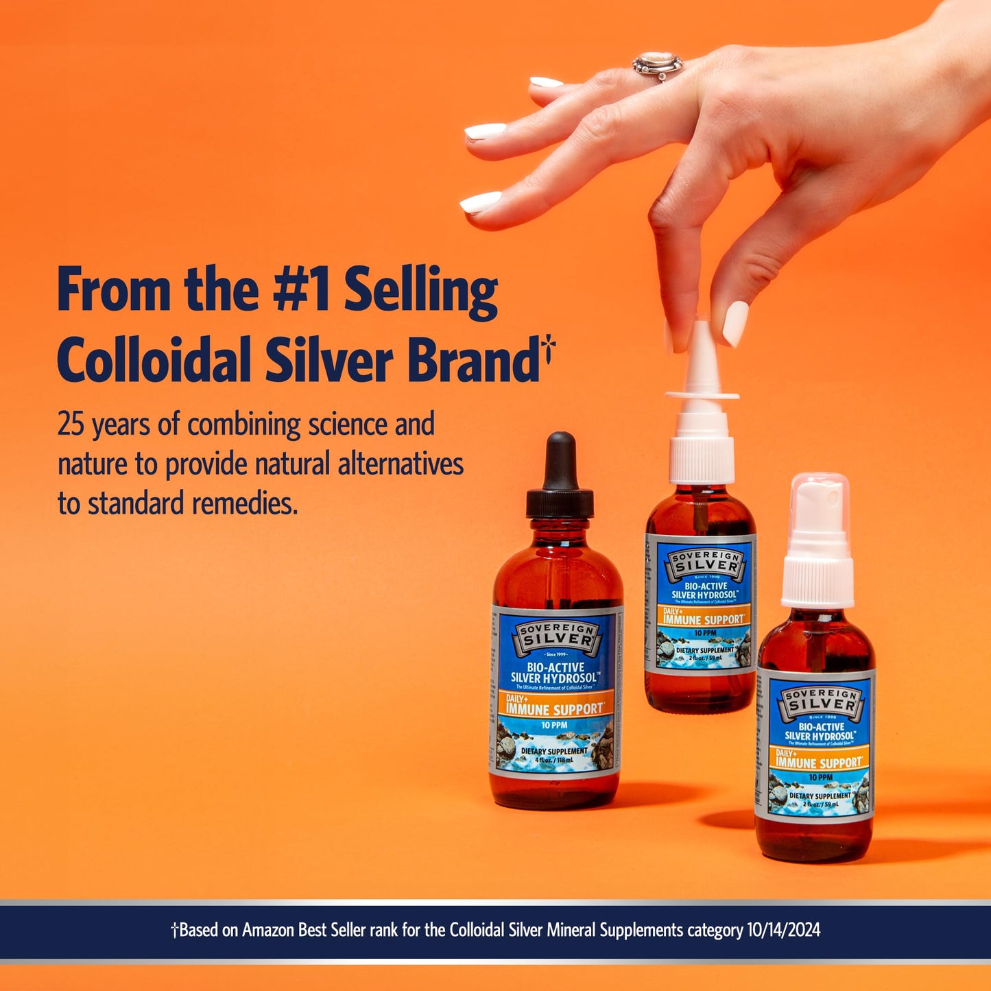 Sovereign Silver Immune Support – Colloidal Silver Hydrosol 10 ppm | Fine Mist Spray 2 fl oz