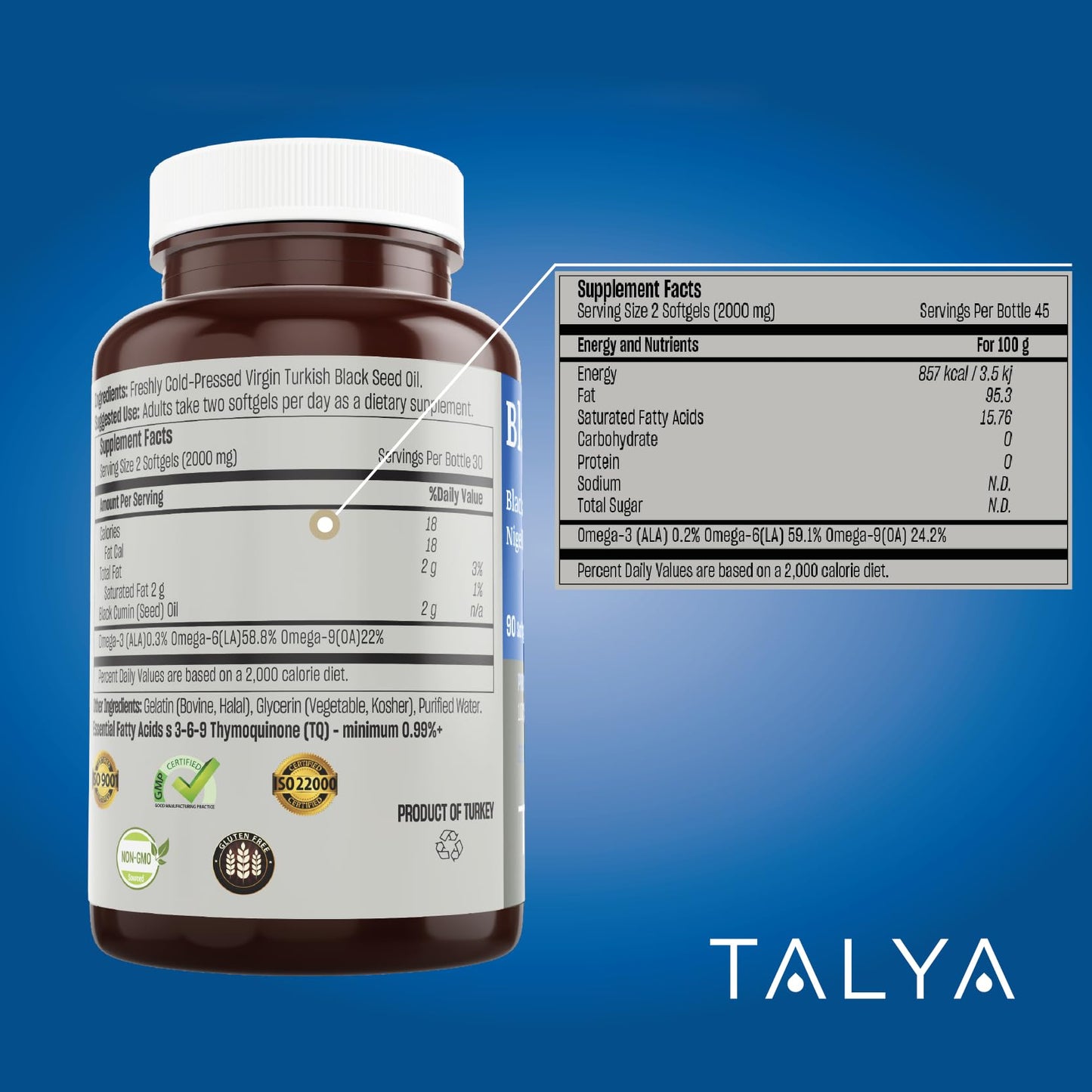 TALYA Black Seed Oil Softgel β High Thymoquinone | Immune & Digestive Health